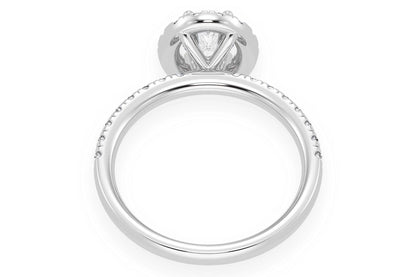 THAV - 0.75CT OVAL SOLITAIRE - SCALLOP HALO ONE ROW - DIAMOND ENGAGEMENT RING