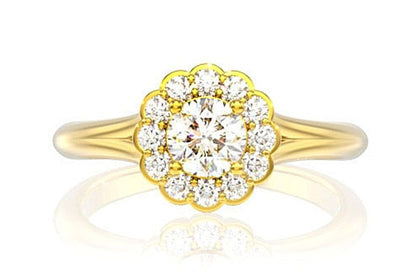 FLORAL SPLIT SHANK DIAMOND ENGAGEMENT RING 0.75CTW -14K SOLID GOLD