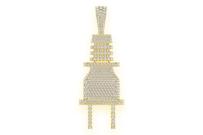 ELECTRIC PLUG DIAMOND PENDANT 14K SOLID GOLD 8.75CTW