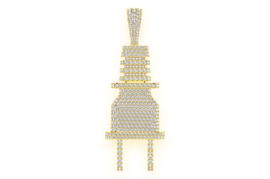 ELECTRIC PLUG DIAMOND PENDANT 14K SOLID GOLD 8.75CTW