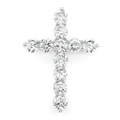 DIAMOND HIDDEN BAIL CROSS PENDANT 14K SOLID GOLD 4.45CTW