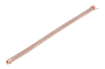 6PT THREE ROW PRONG SET DIAMOND TENNIS BRACELET 14K SOLID GOLD 12.75CTW