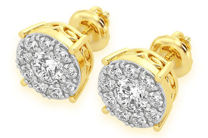 CERCEI CU DIAMANT ȘTIF, MOZAIC, 1.00CTW, AUR MASIV DE 14K