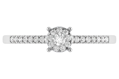 HALO SINGLE ROW DIAMOND ENGAGEMENT RING 0.12CTW - 14K SOLID GOLD