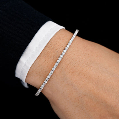 4PT PRONG SET DIAMOND TENNIS BRACELET FLEX BANGLE 1.50CTW 14K SOLID GOLD
