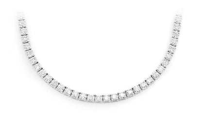 8PT PRONG SET TENNIS NECKLACE 14K SOLID GOLD 16.50CTW