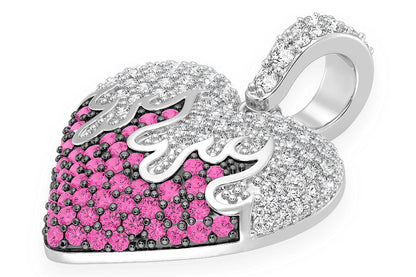 HEART ON FIRE RUBY & DIAMOND PENDANT 14K SOLID GOLD 0.75CTW