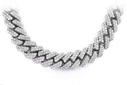 14MM RAISED PRONG DIAMOND CUBAN NECKLACE 14K SOLID GOLD 38.00CTW