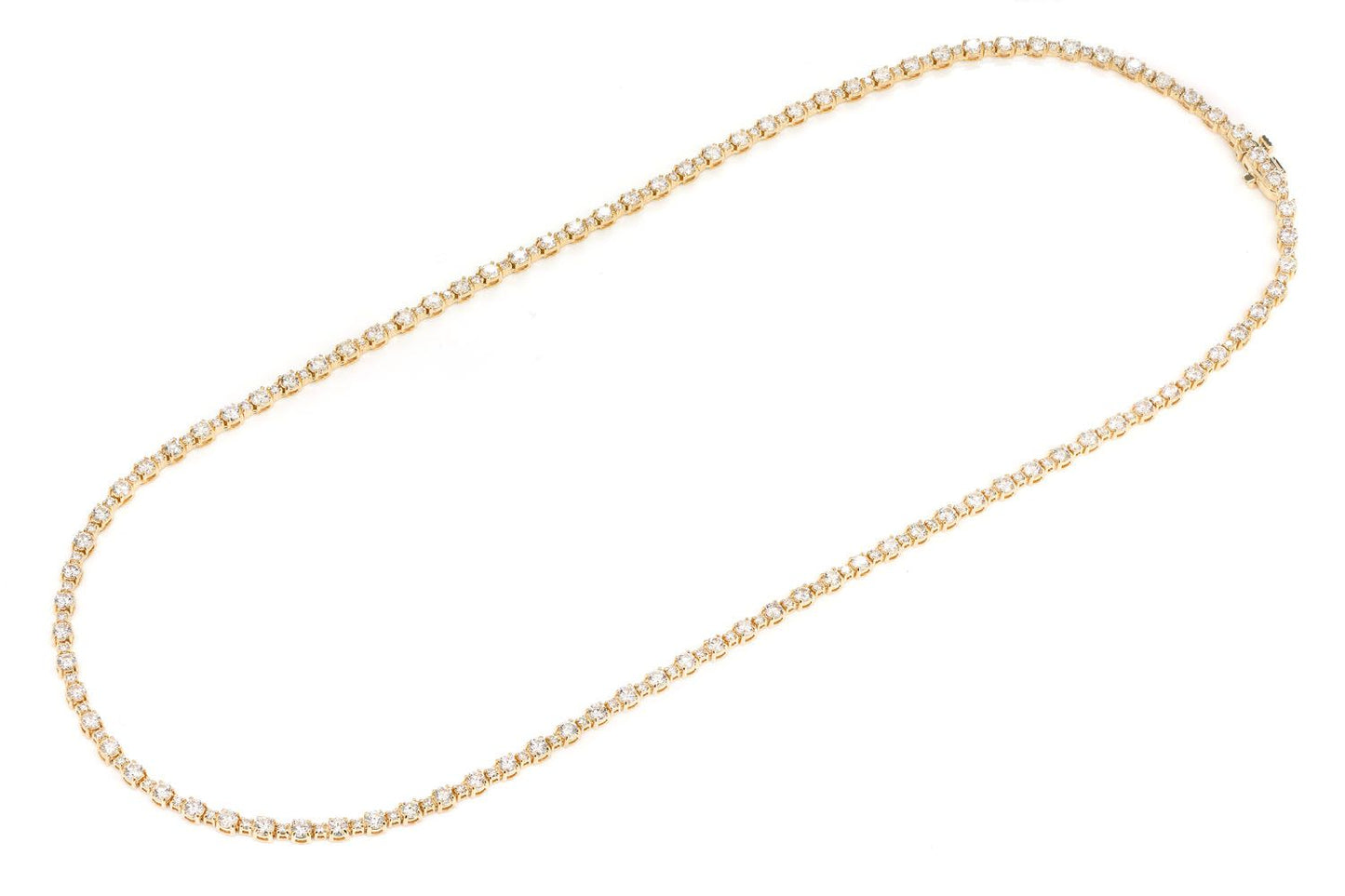 COLIER TENIS CU DIAMANTE ROTUNDE MIC ȘI MARE, AUR MASIV, 7.60 CT