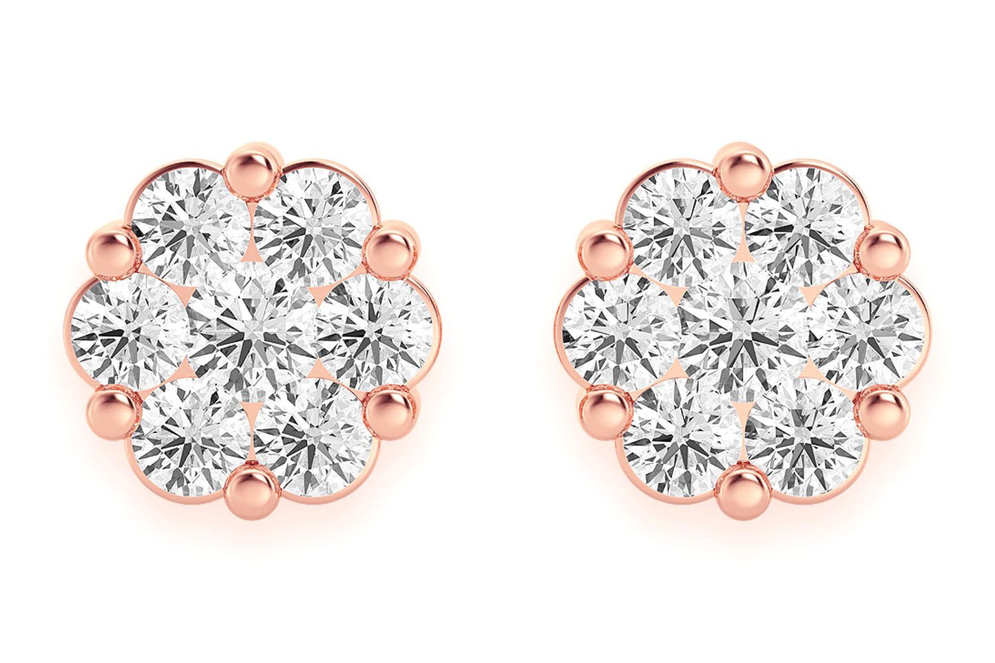 CERCEI CU DIAMANTE ȘI FLOARE DE 4.00 CT, AUR MASIV DE 14K