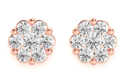 CERCEI CU DIAMANTE ȘI FLOARE DE 4.00 CT, AUR MASIV DE 14K