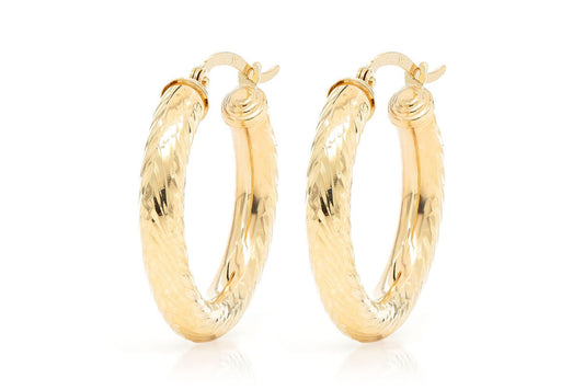 CERCEI ROTARI CU DIAMANT DE 4 MM, AUR MASIV DE 14K, MICI