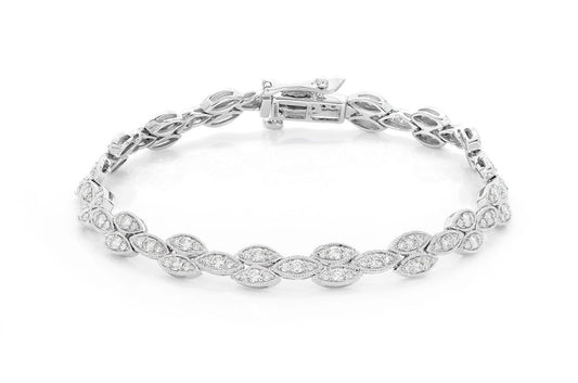 ANTIQUE OVAL LINK DIAMOND BRACELET 14K SOLID GOLD 1.25CTW