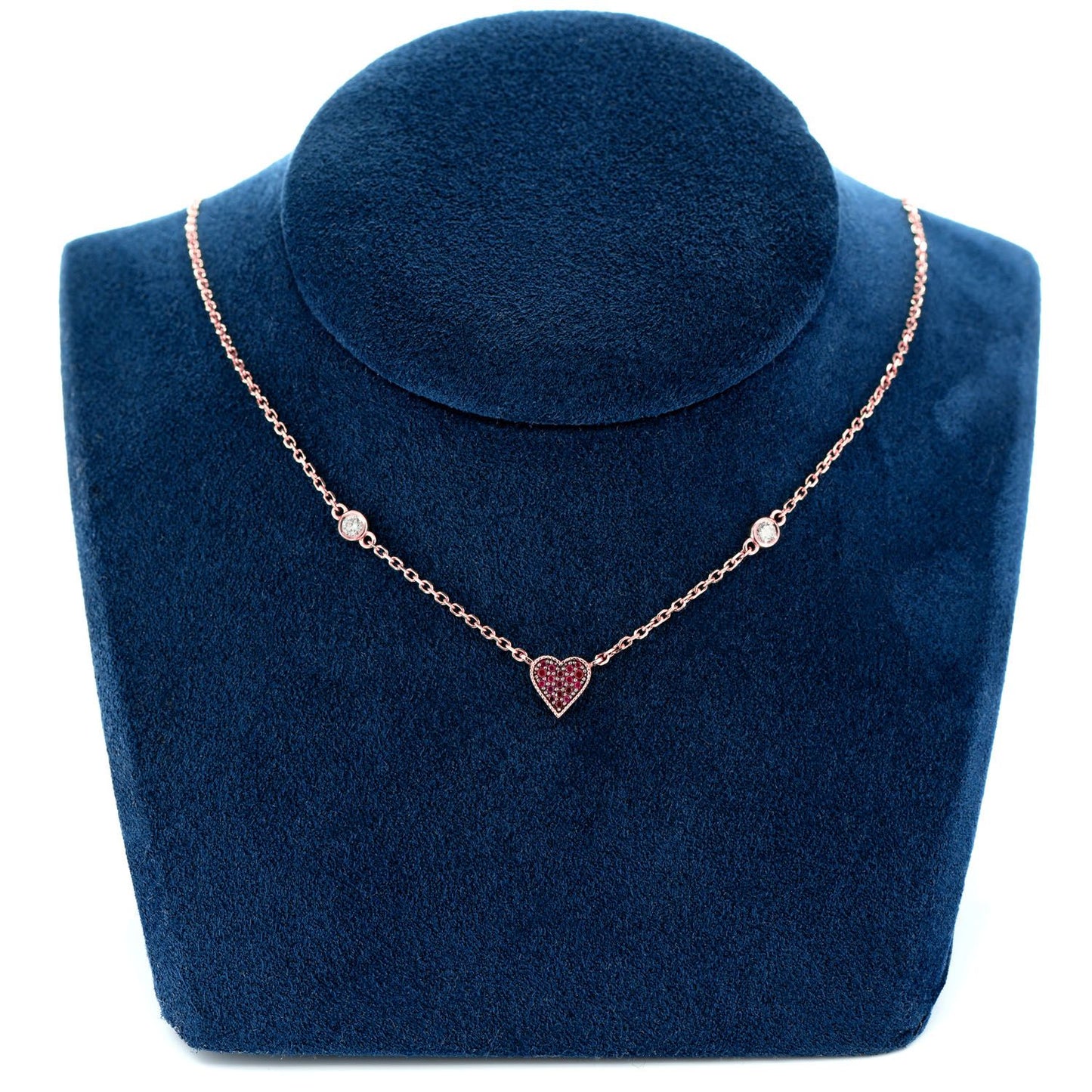 HEART PLAYING CARD SYMBOL PENDANT ATTACHED DIAMOND NECKLACE 14K SOLID GOLD 0.30CTW