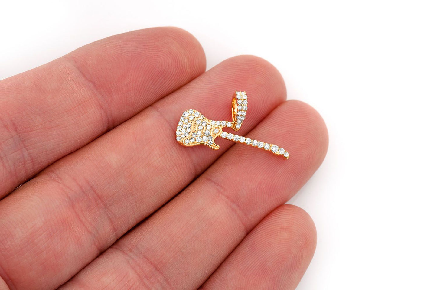 ELECTRIC GUITAR DIAMOND PENDANT 14K SOLID GOLD .33CTW