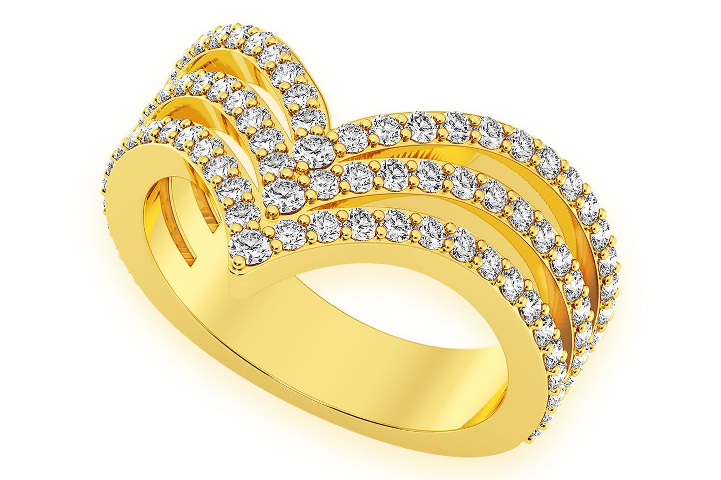 TRIPLE POINTED V SHAPED RING 14K