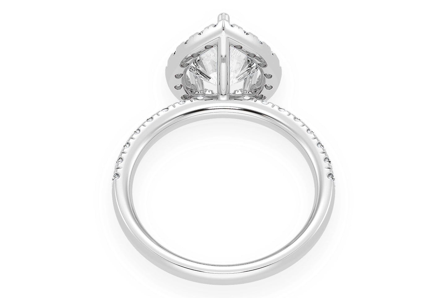 THAV - 1.50CT PEAR SOLITAIRE - SCALLOP HALO ONE ROW - DIAMOND ENGAGEMENT RING