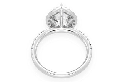 THAV - 1.50CT PEAR SOLITAIRE - SCALLOP HALO ONE ROW - DIAMOND ENGAGEMENT RING