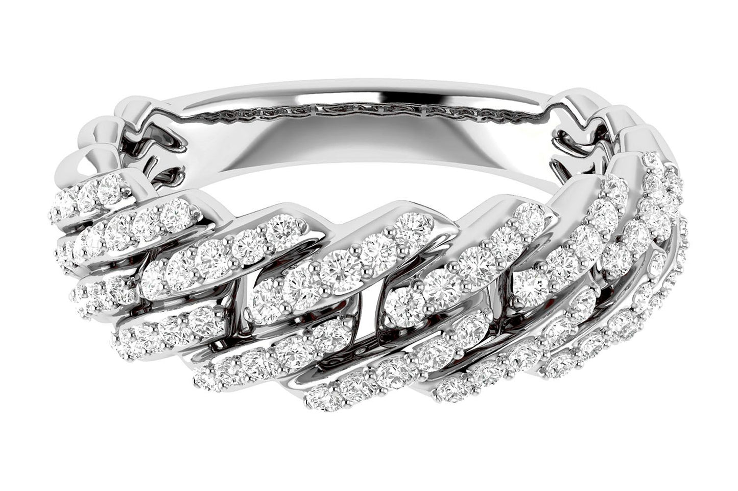 GRADUATED RAISED CUBAN LINK DIAMOND RING 0.50CTW 14K SOLID GOLD