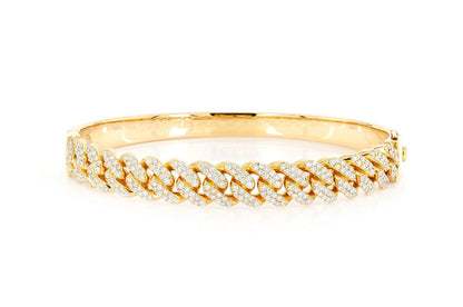 MIAMI CUBAN DIAMOND BANGLE 14K SOLID GOLD 1.65CTW