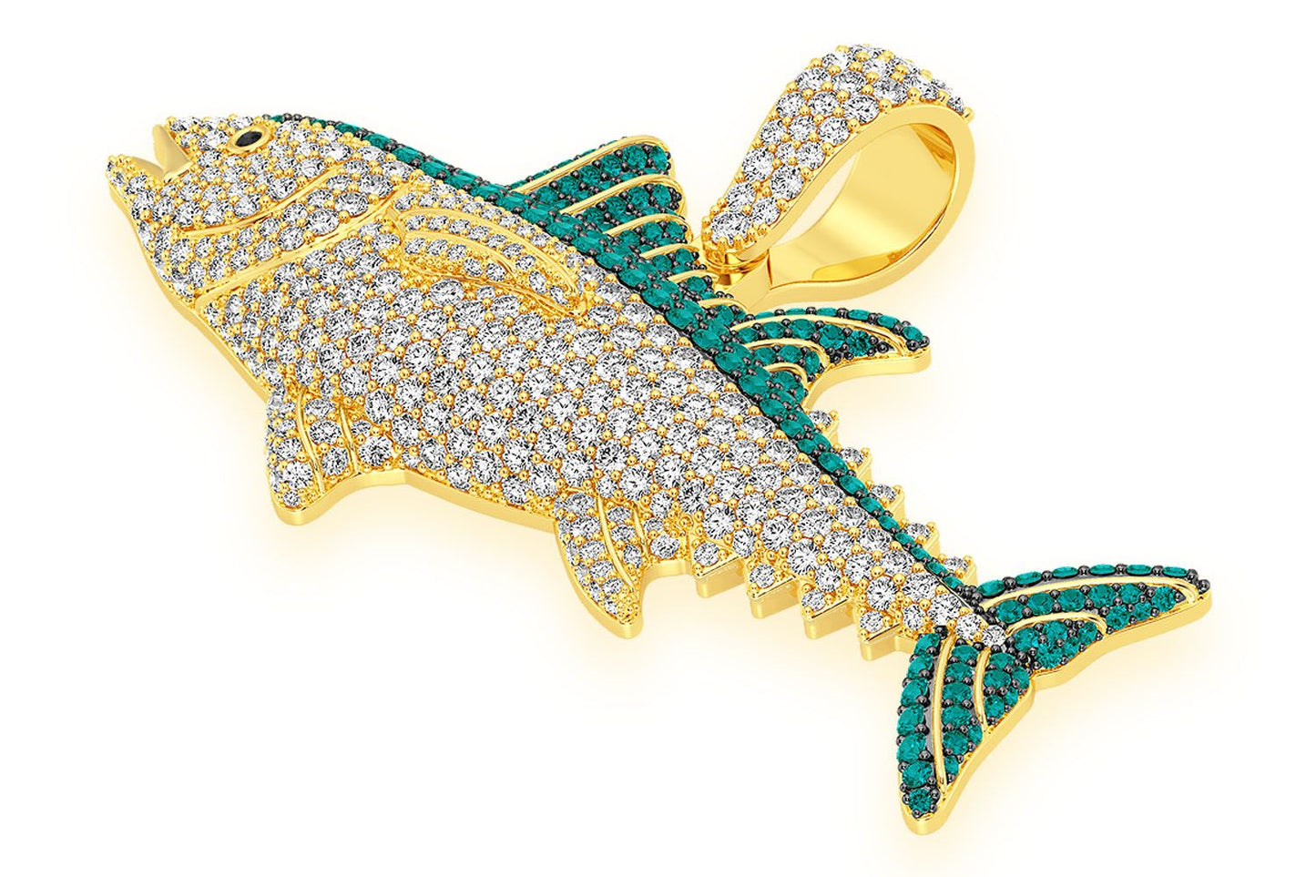BLUEFIN TUNA DIAMOND PENDANT 14K SOLID GOLD 4.50CTW