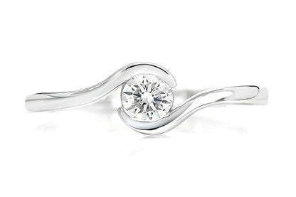 0.25CT SOLITAIRE ROUND DIAMOND BYPASS ENGAGEMENT RING 14K SOLID GOLD