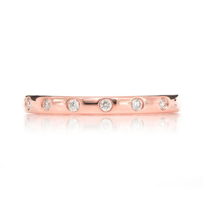 THIN GYPSY SET DIAMOND BAND RING 14K SOLID GOLD 0.10CTW