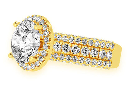 TRIPP - 3.00CT ROUND SOLITAIRE - THREE ROW - DIAMOND ENGAGEMENT RING