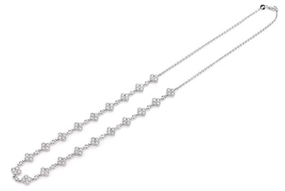 CLOVER DIAMOND MILGRAIN LINK STATION NECKLACE 14K SOLID GOLD 4.00CTW