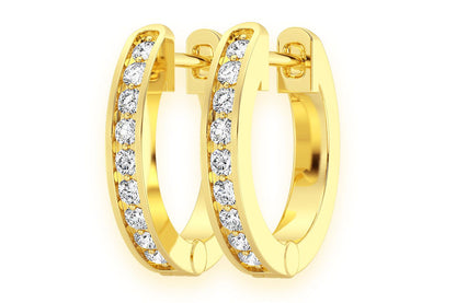 CERCEI CU DIAMANTE, FORMAT ROTAR, AUR MASIV DE 14K, 0.10CT
