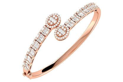 DIAMOND BYPASS BRACELET 14K SOLID GOLD 2.85CTW