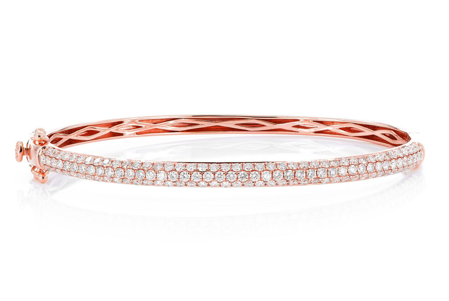 3 ROW BUBBLY DIAMOND BANGLE BRACELET 2.00CTW 14K SOLID GOLD