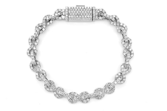 INFINITY LINK DIAMOND BRACELET 14K SOLID GOLD 12.25CTW