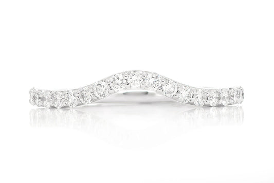 Inel cu diamant curbat Pitch A, aur masiv de 14K, 0.40 ct 
