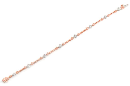 BEADED FOUR POINT STAR TRIO BRACELET 14K SOLID GOLD 0.60CTW