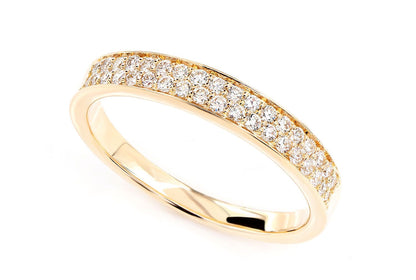 TWO ROW BORDER DIAMOND BAND RING 14K SOLID GOLD 0.33CTW
