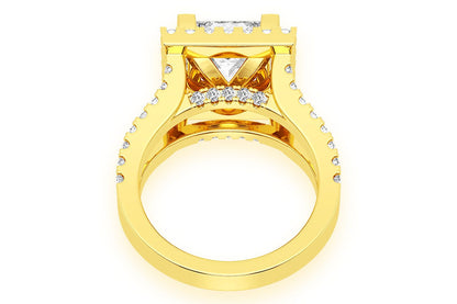 3.00CT PRINCESS SOLITAIRE - TWO ROW SPLIT - DIAMOND ENGAGEMENT RING