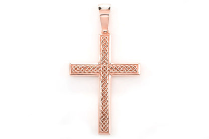 FILIGREE TEXTURED PLAIN CROSS PENDANT 14K SOLID GOLD