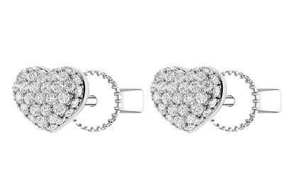 BUBBLY DIAMOND HEART STUD EARRINGS 14K SOLID GOLD 0.20CTW