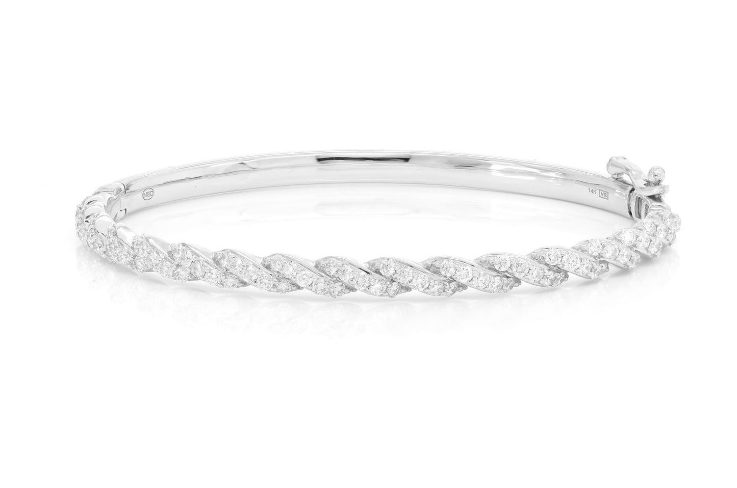 TWISTED ROPE DIAMOND BANGLE 14K SOLID GOLD 2.00CTW