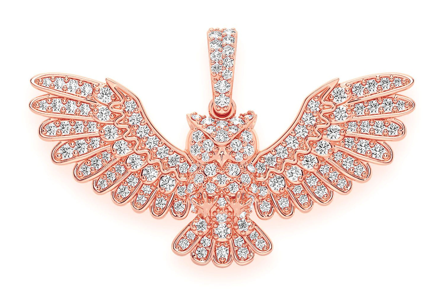 Pandantiv Bufniță cu Diamant, Aur Masiv de 14K, 0.75CT