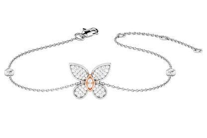BUTTERFLY DIAMOND BRACELET 14K SOLID GOLD 0.25CTW
