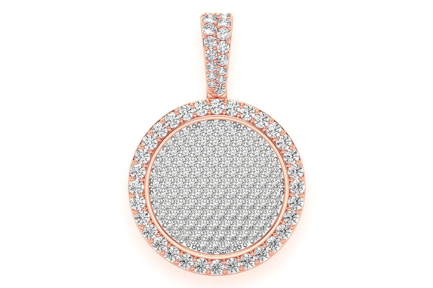 CIRCLE MEDALLION DIAMOND PENDANT 14K SOLID GOLD 2.00CTW