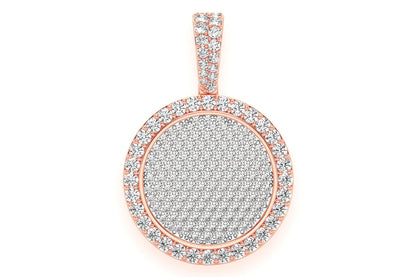 CIRCLE MEDALLION DIAMOND PENDANT 14K SOLID GOLD 2.00CTW