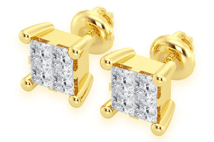 0.25CTW QUAD STUD DIAMOND EARRINGS 14K SOLID GOLD