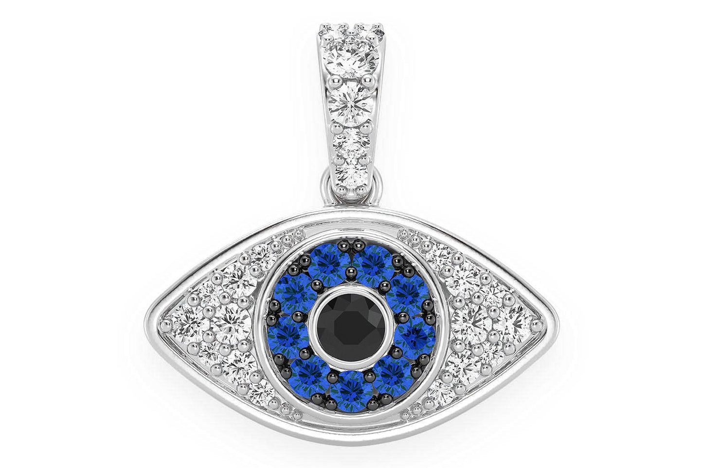 EVIL EYE BUBBLY DIAMOND PENDANT 14K SOLID GOLD 0.50CTW