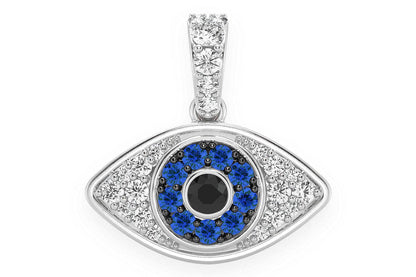 EVIL EYE BUBBLY DIAMOND PENDANT 14K SOLID GOLD 0.50CTW