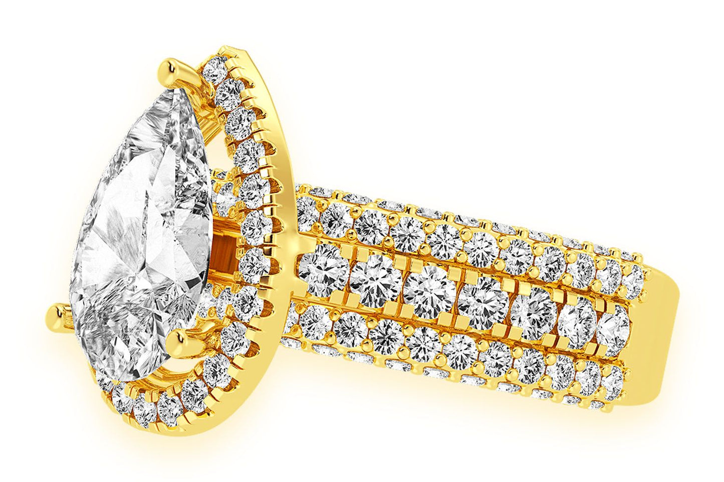 3.00CT PEAR SOLITAIRE - THREE ROW - DIAMOND ENGAGEMENT RING