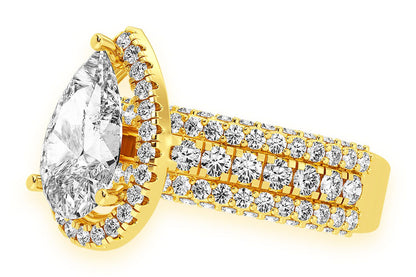 3.00CT PEAR SOLITAIRE - THREE ROW - DIAMOND ENGAGEMENT RING