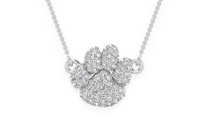 DOG PAW DIAMOND NECKLACE CONNECTED 14K SOLID GOLD 0.35CTW